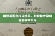 探寻切斯特大学，英国名校成绩单中的学术魅力