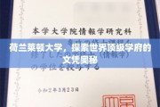 解码荷兰莱顿大学，顶级文凭背后的世界奥秘