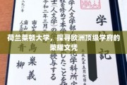 欧洲顶尖荣耀，揭秘荷兰莱顿大学卓越文凭背后的故事